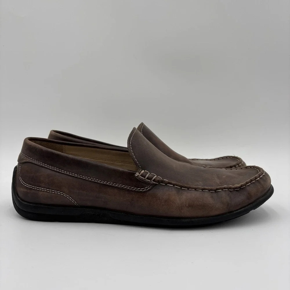 ECCO Coffee Brown Leather Classic Comfort Driving Loafer Mens EU‎ 46 US 12/12.5